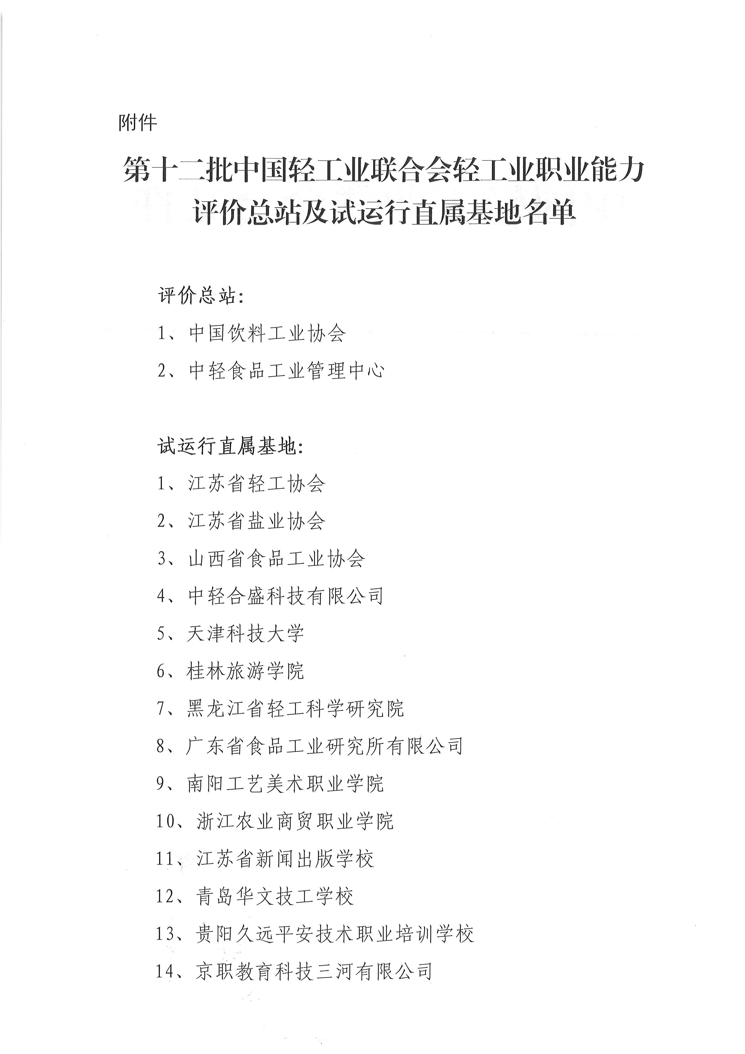 关于第十二批轻工业职业能力评价总站及试运行直属基地的批复(1)_页面_2.png